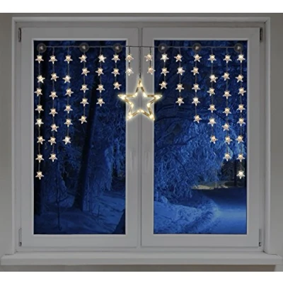 Afbeelding van Kerststerrengordijn 90 LED&#039;s Inclusief Grote Ster