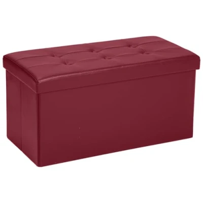Afbeelding van COSYLAND Poef voor opslag Opbergbank Voetenbank Container Voetbank slaapkamer Voetsteun Sofa Opvouwbaar Kunstleer 76 x 38 cm (Bourgondië)
