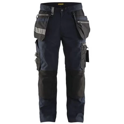 Image de Pantalon artisan stretch marine foncé/noir