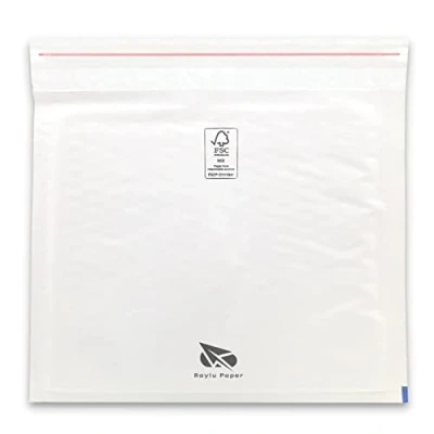 Afbeelding van RAYLU PAPER 10 stuks gewatteerde enveloppen van kraftpapier met zelfklevende sluiting, witte (180 x 160 mm (CD)