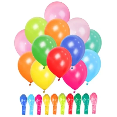 Afbeelding van 100 stuks eenkleurige ballonnen van latex met helium voor verjaardag, bruiloft, doop, Kerstmis, communie, party, meerkleurig, 30,5 cm