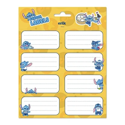 Afbeelding van Grupo Erik Verpakking met 16 zelfklevende etiketten 8 x 4 cm, Disney, Stitch schooletiketten, kerstetiketten, voor notitieboeken en hoezen