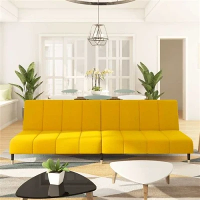 Image de vidaXL Canapé lit 2 places jaune velours375881