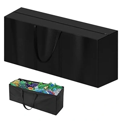 Afbeelding van opbergtas voor tuinkussens, waterdicht, uv bestendig, Oxford stof met draaggreep, kerstbomen, zwart