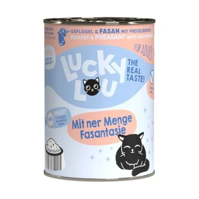 Afbeelding van 6x 400g Lucky Lou Lifestage Adult Gevogelte &amp; Fazant Natte Kattenvoer