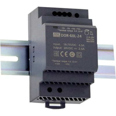 Afbeelding van Mean Well DDR 60L 12 DIN rail DC/DC converter V/DC 5 A 60 W Aantal uitgangen: 1 x Inhoud: stuk(s)