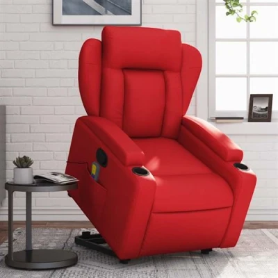 Image de vidaXL Fauteuil inclinable de massage Rouge Similicuir