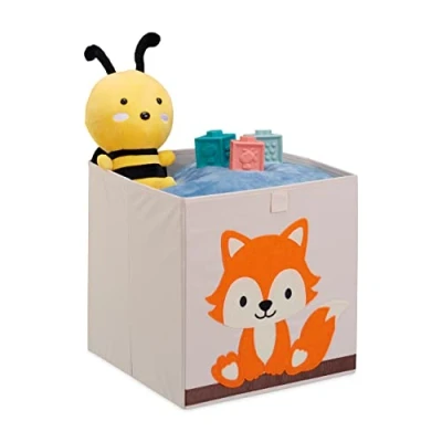 Afbeelding van Relaxdays opbergmand kinderkamer opvouwbaar opbergbox speelgoed speelgoedmand vos