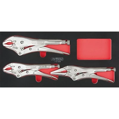 Afbeelding van KS Tools 713.1003 Automatische schroefklemmodule voor bedieningen en werkbanken, lasergesneden gereedschapsafdruk, rotbestendig schuim, 3 stuks