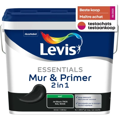 Afbeelding van Levis Essentials Mur &amp; Primer Jet Black (RAL 9005) 7905 5 L