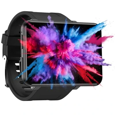 Afbeelding van Silvergear® smartwatch voor mannen en vrouwen, XL, 2,4 inch touchscreen, extra grote smartwatch, sporthorloge met hartslagmonitor, 32 GB, zwart
