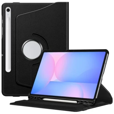 Afbeelding van FINTIE Beschermhoes voor Samsung Galaxy Tab S9 FE 10,9 inch / 11 2023 met penhouder, 360 graden draaibare standaard, automatische slaap/wake, zwart