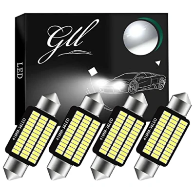 Afbeelding van Grandview 4 stuks 41 mm C5 W Canbus witte ledlampen voor binnen met 36 3014 SMD 6411 6413 6418 LED lampen auto, binnen, koepel, kaarthouder, verlichting, hoffelijkheidsplaat (DC 9 16 V)