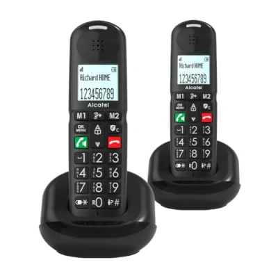 Afbeelding van ALCATEL XL685 Duo vaste telefoon, draadloos, DECT Senior, XL formaat, grafisch display, hoge leesbaarheid, grote toetsen, audio boost, handsfree, oproepblokkering, 2 handsets, zwart