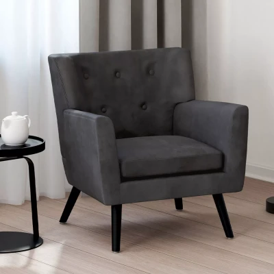 Image de Fauteuil scandinave ANITA en velours gris anthracite
