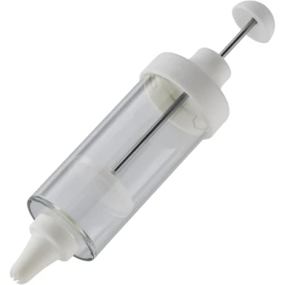 Afbeelding van Garneerspuit met 5 spuitmonden, gebakspuit 200 ml, churros maker, donsspuit, slagroomspuit, taartspuit transparante houder, 28 x 18 cm