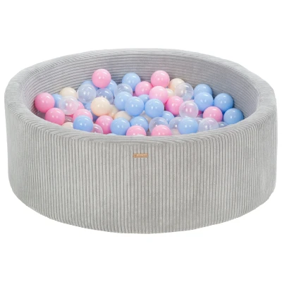 Afbeelding van ballenbad, met corduroy overtrek, 300 ronde ballen, diameter 90 cm (zwembadkleur: grijs/wit, lichtblauw, roze, cappuccino)