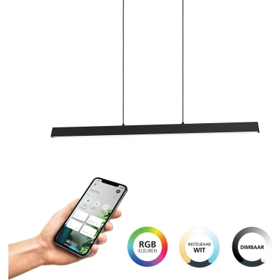 Afbeelding van EGLO connect.z Simolaris Z Smart Hanglamp 122 cm Zwart Instelbaar RGB &amp; wit licht Dimbaar Zigbee