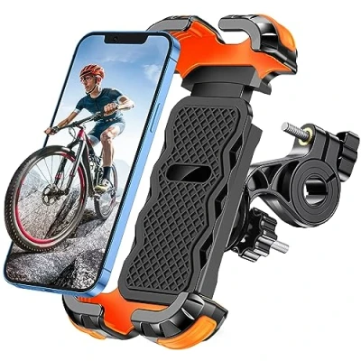 Afbeelding van Glangeh mobiele telefoonhouder voor motorfiets en fiets, met veilige vergrendeling, 360 graden draaibaar, houder telefoons van 4,7 tot 6,8 inch, berg/scooter, snelle installatie