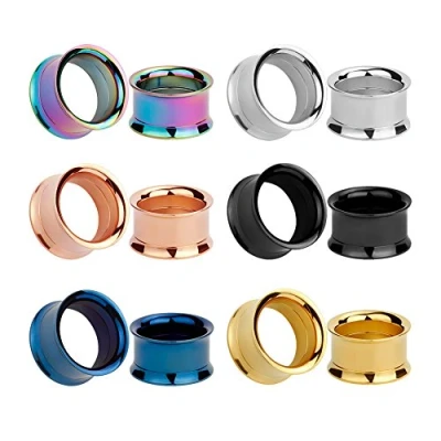 Afbeelding van KUBOOZ 12 stks Set Kleurrijke Rvs Schroeven MIX Oordopjes Tunnels Meters Brancard Piercings