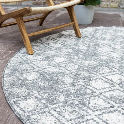 Afbeelding van Buiten vloerkleed Frost Grijs/Wit dubbelzijdig EVA Interior Polypropyleen Rond 240 Ø (XXL)