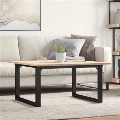 Afbeelding van vidaXL Salontafel O frame 90x90x45 cm massief grenenhout en gietijzer