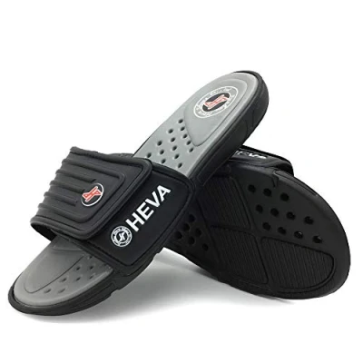Afbeelding van HEVA Slippers voor heren, sandalen, strand en zwembadschoenen, kras, Zwarte as