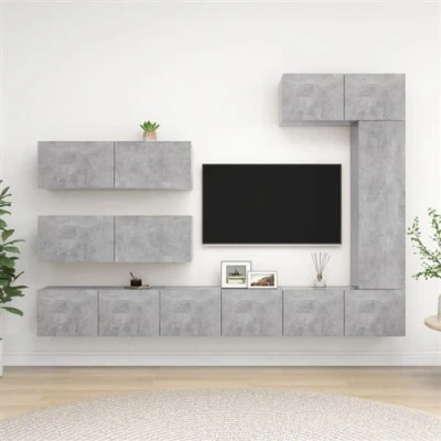 Afbeelding van 7 Delige Tv Meubelset Bewerkt Hout