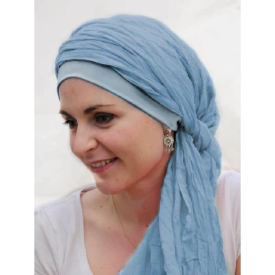 Afbeelding van Lookhatme chemo sjaal New Delhi Blue muts dames katoen