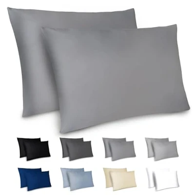 Afbeelding van Dreamzie kussensloop, 50 x 70 cm, set van 2 kussenslopen microvezel met ritssluiting, Oeko Tex gecertificeerd, antraciet