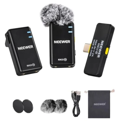 Afbeelding van NEEWER KM15 USB C draadloze microfoonset voor iPhone 16 15 Pro Max iPad Android microfoon systeem stropdas ruisonderdrukking video opname live podcast