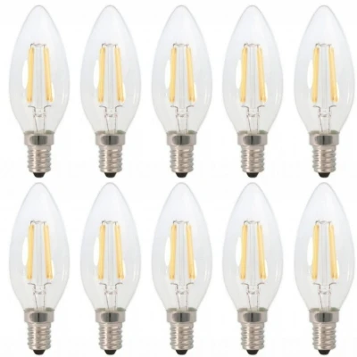 Afbeelding van Kaarslamp E14 10 stuks LED 4W=40W traditioneel licht warmwit filament 2700K 230 Volt