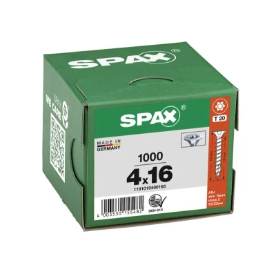 Afbeelding van Spax Spaanplaatschroef platverzonken kop verzinkt T Star T20 4.0x16mm (per 1000 stuks)