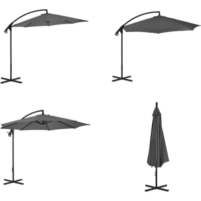 Afbeelding van Zweefparasol met stalen paal 300 cm antraciet