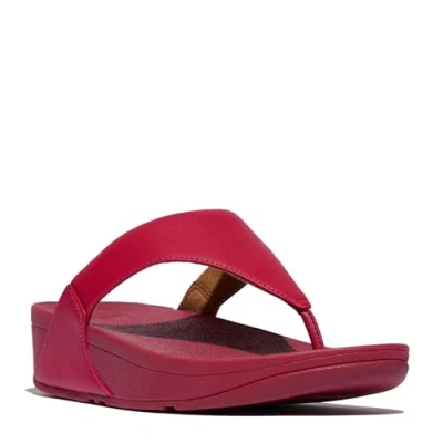 Afbeelding van Fitflop Lulu Leather Toepost Platte sandalen voor dames, Redberry, 43 EU