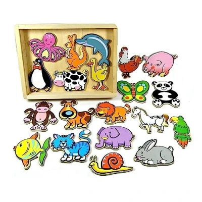 Afbeelding van Viga Toys Educatief Spel Magnetische Dieren 20 stuks