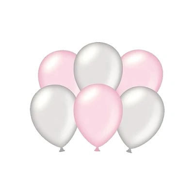 Afbeelding van Party balloons Metallic silver pink