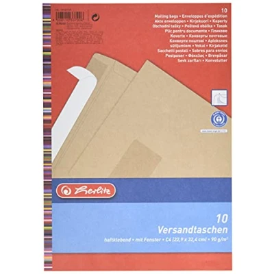 Afbeelding van Herlitz envelop DIN C4 met venster bruin