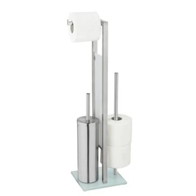 Afbeelding van WENKO toiletpapier en wc borstelhouder RIVALTA , 3 in 1, gesloten houder