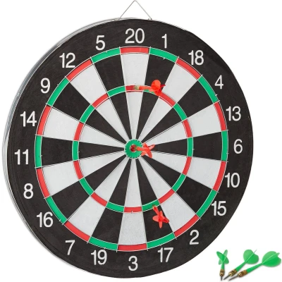 Afbeelding van Relaxdays dartbord X2 met pijlen dartboard 43 cm dubbelzijdig klassiek 6