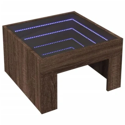 Image de vidaXL Table basse avec LED infini chêne marron 50x50x30 cm847608