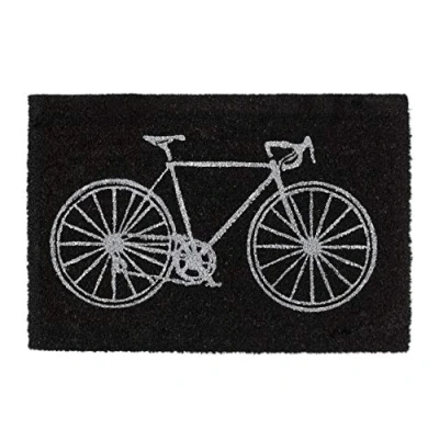 Afbeelding van Relaxdays deurmat kokos zwart fiets kokosmat 60x40 cm schoonloopmat entreemat