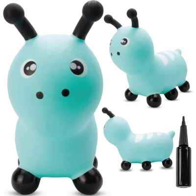 Afbeelding van Opblaasbaar springdier, speelgoed voor kinderen van 1 jaar binnen en buiten, ergonomisch design, handpomp inbegrepen (blauwe chenille)