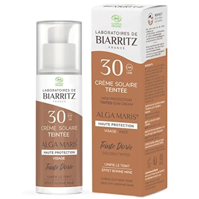 Afbeelding van Laboratoires De Biarritz Alga Maris Getinte Zonnebrand Crème Gezicht Goud Spf30