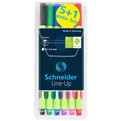 Afbeelding van Schneider Line Up fineliner 0,4 mm, 5 + 1 gratis, assorti