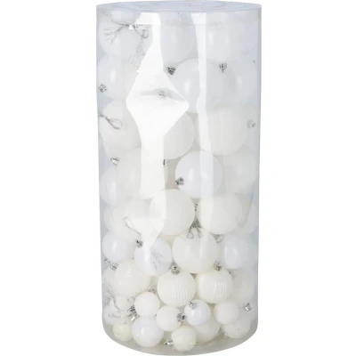 Afbeelding van Niceey Kerstballen 100 Stuks Kerstballenset Kunststof Kerstversiering Kerstdecoratie Wit