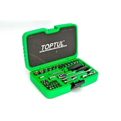 Afbeelding van TOPTUL GCAI4102 Doppenset 41 Gesplitst, Zeskant, Torx TR, Kruisgleuf (PH) 1/4 Met ratelfunctie