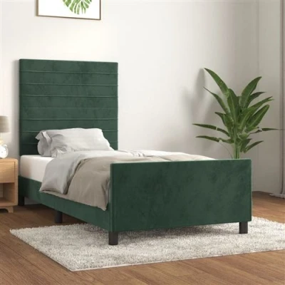 Afbeelding van vidaXL Bedframe met hoofdeinde fluweel donkergroen 100x200 cm