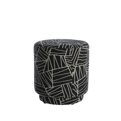 Afbeelding van Light &amp; Living Poef DAVONTE Ø40x44cm Zwart