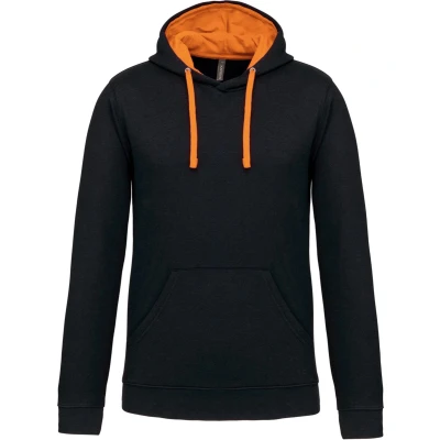 Afbeelding van Kariban Hooded sweater met contrasterde capuchon K446 Black / Orange